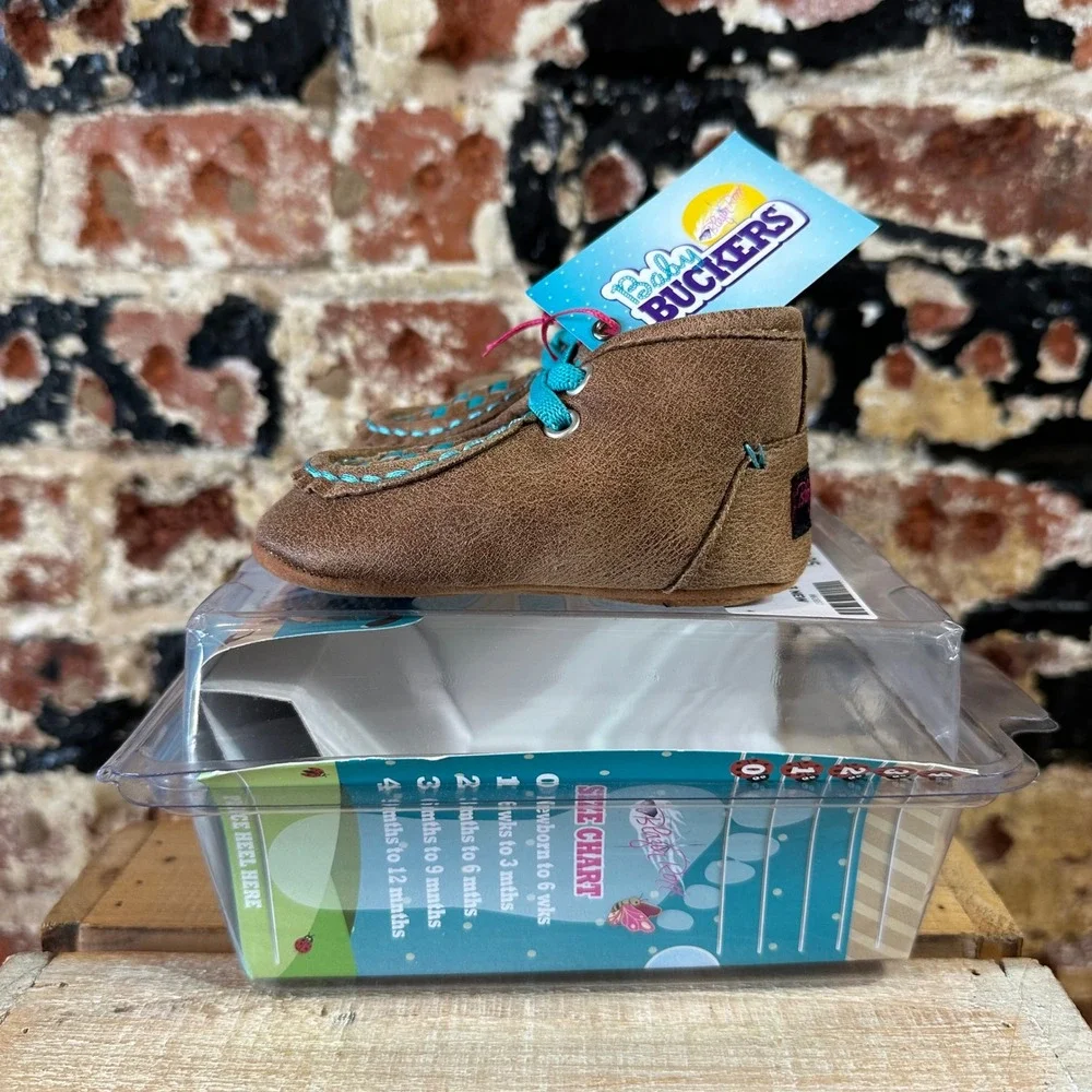 Baby Buckers Boys sz 3 Infant Brown Turquoise Western Cowboy Boots NEW